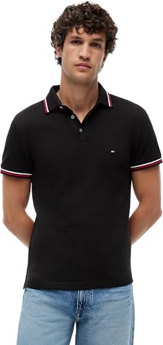 Tommy Hilfiger Polo Slim fit pour Homme MW0MW37346 S/S, Noir, XXL, Noir (Noir), XXL