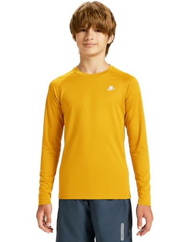 Image of DEVOROPA Youth Boys Compression Shirt Long /Short Sleeve Football Baseball Undershirt Quick Dry Kids Sports Baselayer Crewneck