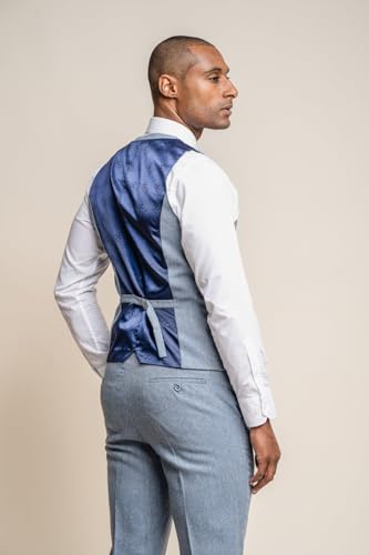 Mens Tweed Slim Fit Suit Jacket Vest Pants Light Blue Wedding Business Formal Sold Separately Set2