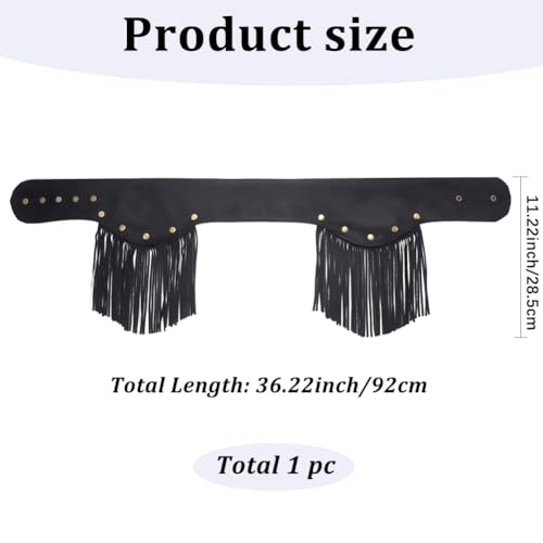 Black Faux Suede Waist Belt with Tassels Fringes Rivets Bohemian Style Vintage Fashion Wide Obi Corset Waistbands Waist Belts for Women Party Dance Dress Jeans Outfits Costume Accessories2