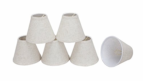 Aspen Creative Small Empire Chandelier Lamp Set, Transitional Design in Flaxen, 6 Bottom Width (3 x 6 x 5) 32106-6 Hardback Shaped Clip-On Shade (6 Pack), Count