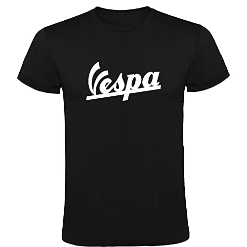 España Camiseta Negra con Logotipo de Vespa Hombre 100% Algodón Tallas S M L XL XXL Mangas Cortas...