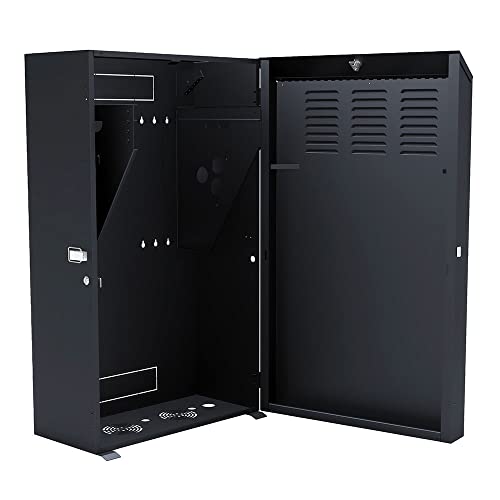 Image of NavePoint 8U Vertical Server Rack Enclosure, Low Profile, 35.4 inch Deep, Max Weight Capacity 132lbs - 8U Network Cabinet Vertical Wall Mount, Perforated, Black