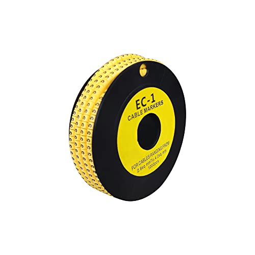 MX (EC-1) 5 Number tag Yellow Flexible PVC Cable Marker Labels Tags Tube Sleeve Upto 2.6 to 4.2 sq. mm Wire Marker Ferrule (1000 Pieces)- Pack of 1 Deal