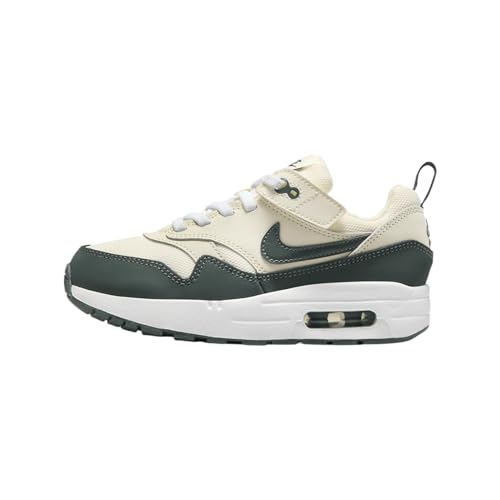 Nike Air Max 1 EasyOn Little Kids' Shoes (DZ3308-107, Pale Ivory/White/Bicoastal/Vintage Green) Size 11