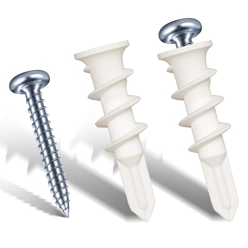 Wavanta 40Pcs Plasterboard Fixings, Self Drilling Drywall Anchors and Screws kit, 20 Plasterboard Wall Plug 20 Drywall Anchor Screws, No Pre Drill Hole Required