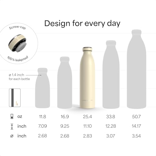Image of LARS NYSOM Stainless Steel Insulated Water Bottle 12oz 17oz 25oz 34oz 51oz | Insulated Thermo Flask for Hot and Cold Beverages | Leakproof Drinking Bottle (Sky Blue, 25.4oz)