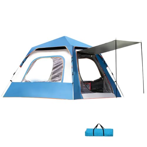 Banefu防水ファミリーキャンプテント、屋外全自動クイック開閉折りたたみ1-6人用 快適、防雨、日焼け防止、ビーチキャンプダブルキャンプ家族や友人に最適、四季のテント、大家族用シェルター (ブルー 4〜6人用 240×240×154cm,シングル2ドア丸