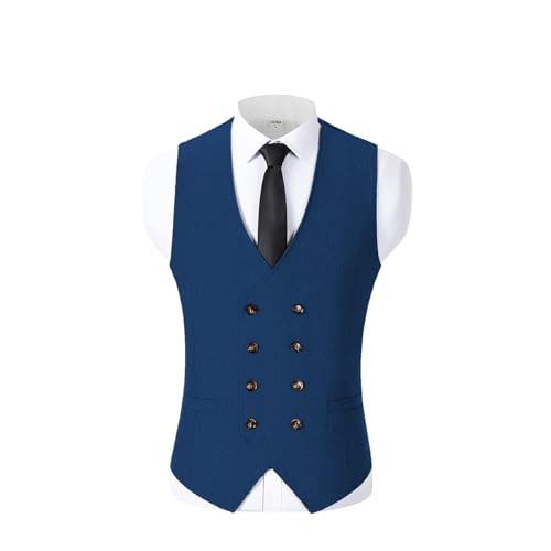 Gilet de costume vintage pour homme en tweed de laine croisé chic