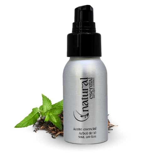 Aceite Esencial de Árbol del Té, 50ml, 100% Puro, Prensado en Frío | Maderoterapia | Aromaterapia | Propiedades Antisépticas, Antibacterianas y Antiinfamatorias | Ideal para Eliminación de Acné