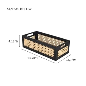 Wood Storage Basket, Small Rattan Storage Box with Handles for Shelf Office Desk Wood Storage Basket Small Rattan Storage Box with Handles for Shelf Office Desk
