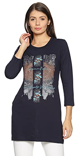 Image of In Love Women's Plus Size Printed Long Tops, Round Neck 3 /4 Sleeve Relaxed Fit Longline T-Shirt Tunic