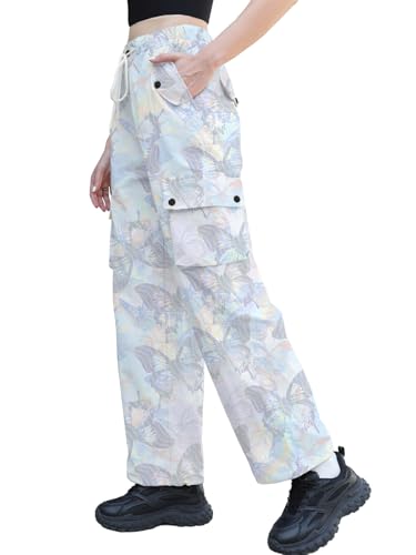 Image of Cromoncent Cargo Pants Girls & Women Parachute Pants Y2K Baggy Rave Clothes Waterproof with Pockets