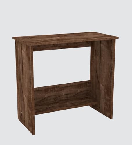Image of SPECIALITY PANELS Modern Study Desk, Walnut Brown, Engineered Wood, 80x40x74 cm, Compact Design with Storage Shelf, Rectangular