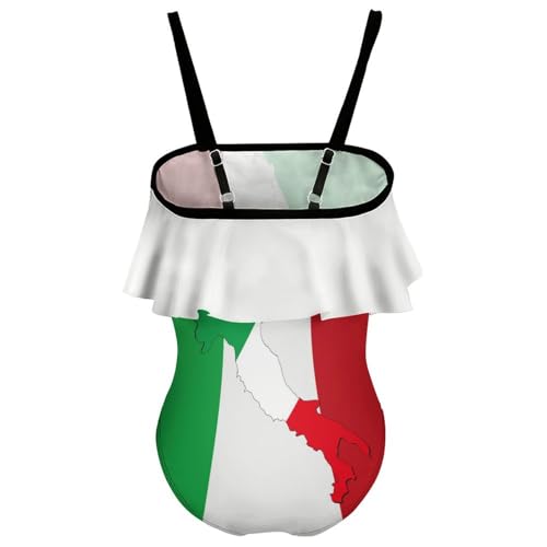 Italy Flag with Italy Map Printed Girls' One Piece Swimsuit Cute Beach Swimwear Quick Dry Bathing Suit2