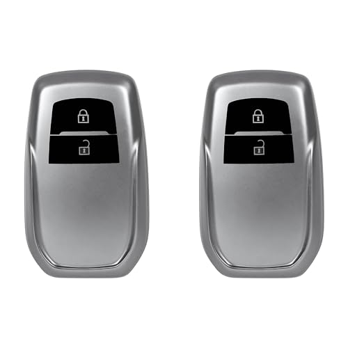 Image of SIAGO TPU Leather Car Key Cover Compatible with Toyota Fortuner, Innova Crysta Smart Key (Grey Pack of 2)