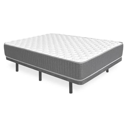 DEKIT - Pack Ahorro Base tapizada Dollie con Colchón viscoelástico con muelles ensacados Aurea 150 x 190cm