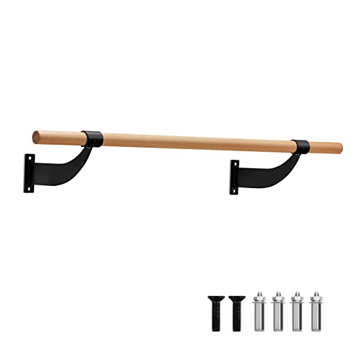 COSTWAY Barra de Ballet de Pared, Barra de Baile Individual de 120 cm, Altura Fija para Yoga, Estiramiento, Entrenamiento,Hogar, Gimnasio, Estudio, Niños y Adultos (negro)