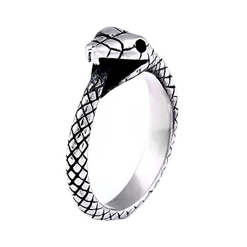 Bague Homme Femme Viking Ouroboros,Anneau de Pirate D'amulette d'animal de Tête de Serpent d'acier Inoxydable Nordique, Bijoux Classiques Vintage de Punk Rock de Style Gothique de Couples Cover