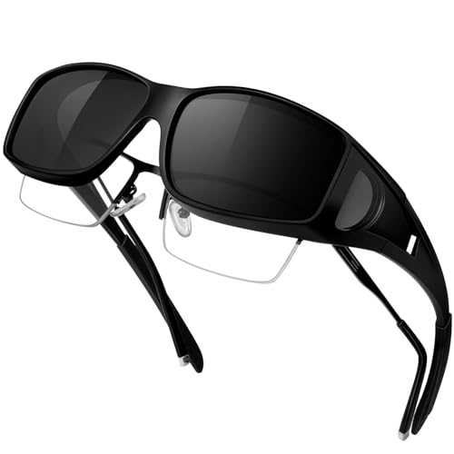 KANASTAL Gafas de Sol Superpuestas Hombre y Mujer Polarizadas Negras UV400