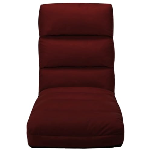 Genérico Tumbona de Suelo Plegable de Cuero sintético Rojo Vino Tinto,Mobiliario,Sillas,Divanes,Rojo,10.95 kg,325249