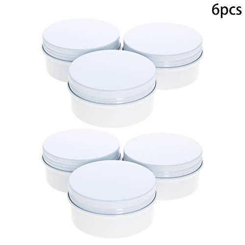 Image of Othmro 6pcs 2.7oz Metal Round Tins Aluminum Tin Cans Containers with Screw Lid, 68 * 35mm(DxH) White tin cans for Salve, Spices, Lip Balm, Tea or Candies 80ml