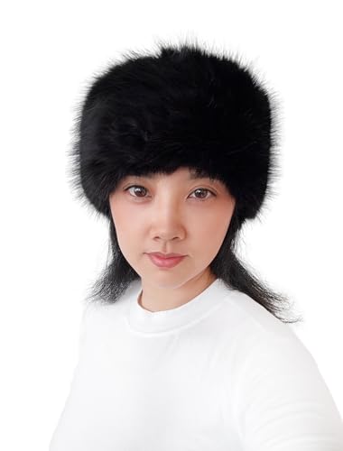 Lina & Lily Women's Winter Headband Head Ear Warmer Long Pile Faux Fur (Black)