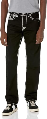 True Religion Men's Ricky Super T Straight Leg Jeans, Body Rinse Black, 38