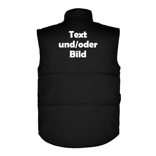 Personalisierte Weste mit Logo - Arbeitsweste mit Ihr Wunschtext und/oder Bild auf Vorne- und Rückseite L35 - Schwarz - L