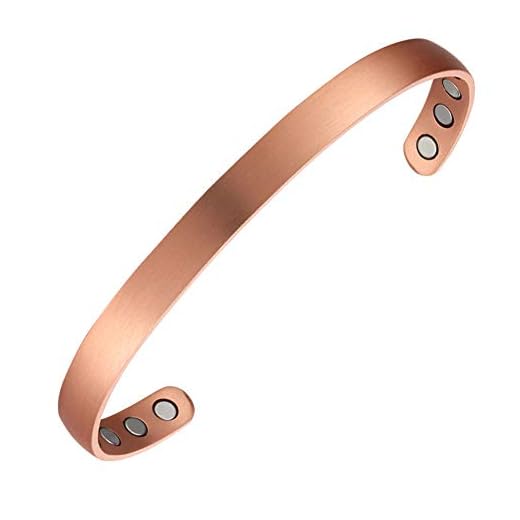 Magnetic Copper Bracelet 99.9% Pure Copper Bangle 6.5" Adjustable with Six Magnets for Arthritis, Carpal Tunnel, Tendonitis, RSI and Migraines