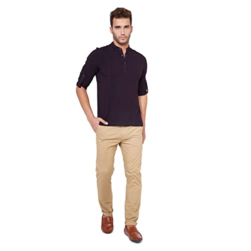 Image of Identiti Men Solid Slim Fit 100% Viscose Casual Shirt /Kurta for Men