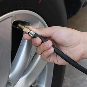 Image of Tire Inflator with Pressure Gauge 220-PSI 15 BAR Tyre Pressure GaugeAir Chack with Rubber Hose and Quick Connect (Air Pressure Guage)