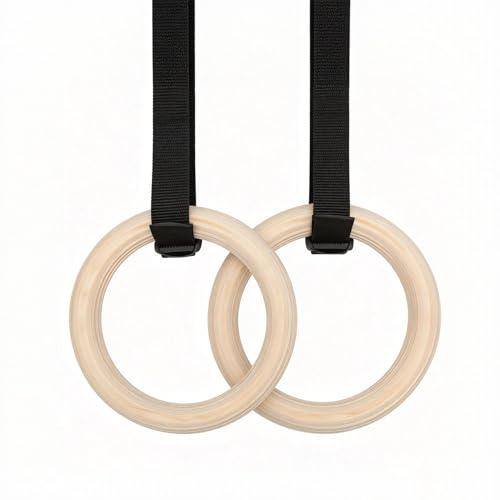 Anillas gimnásticas de madera con correas ajustables