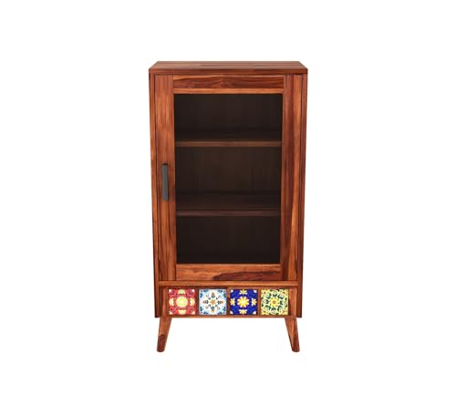 Image of Sheesham Wood Bookcase | Solid Wood Book Shelf for Home Library | Wooden Book Cabinet for Home & Office Living Room (Large, BBslf-Honey3)