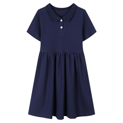 HILEELANG Little Girl Uniform Polo Dress Short-Sleeve Cotton Polo Dress2