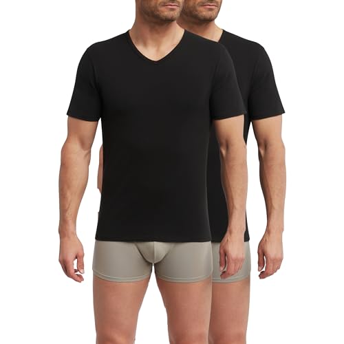 Dim T-Shirt Homme Thermorégulateur en Coton Col V Sport x2