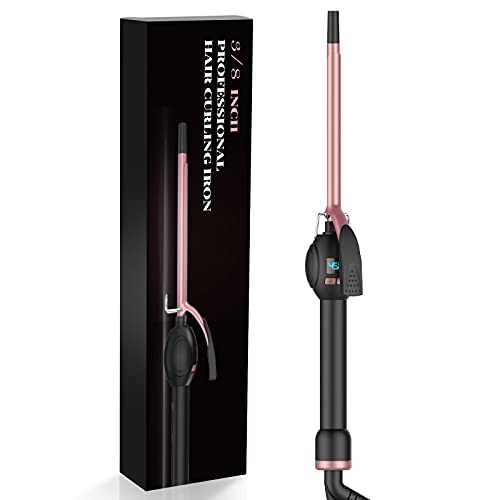 Small Curling Iron for Short Hair 3/8 Inch, Thin Short Hair Curling Iron with LCD Display Adjustable Heating Settings Instant Heat up to 450°F for All Hair Types