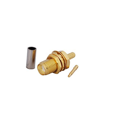 5pcs Rf Wire Coaxial Cable Terminal Copper Alloy Connector Rp-SMA Female Bulkhead Straight Crimp for Rg174 Rg316 Lmr100 Ships from USA