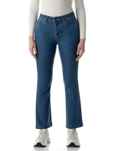 Image of INKD Women's Flared Bootcut Jeans - High-Rise | Enzyme Wash | Classic 5 Pocket Styling | Jeans for Women (Available in Plus Sizes)