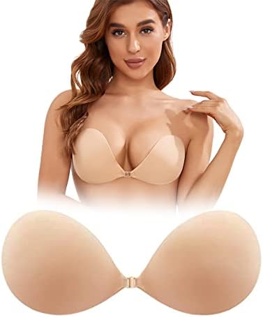 DEPOVOR Strapless Adhesive Bra Push Up Sticky Bra Invisible Backless Stick On Bras for Women