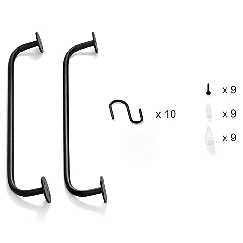 Mkono Mug Holder Wall Mounted Coffee Cup Rack Hanger Modern Metal Wall Rack With 10 Mug Hooks Rustic Utensil Tea Cups Storage Organizer For Kitchen Dining Room Coffee Bar, Set Of 2, Black #TOP4