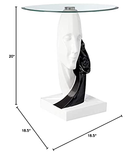 Design Toscano Lovers In Black And White Sculptural Glass-Topped Table, Two Tone Black & White #TOP6