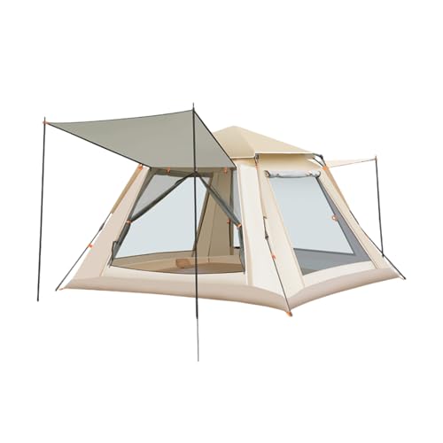 Tenda Campeggio Automatica Pop Up - Tenda da Campeggio Familiare per 4-6 Persone Impermeabile Leggera Montaggio Rapido in 30 Secondi per Attività all'aperto beige + gray 94.5*94.5*59.1in