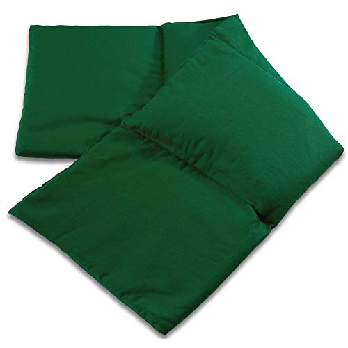 Saco térmico compartimentado en 4 con semillas de colza 60x20cm - verde - Almohada térmica para microondas - Calor y frío - Cojín térmico con semillas