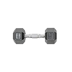Tru Grit Fitness Hex Elite TPR Dumbbells – Rubber Dumbbells Designed with Chrome-Plated Steel Handles, TPU Heads, and Hexagon-Shaped Rubber-Encased Ends