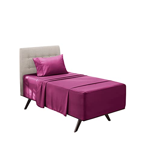 Image of Hearth & Harbor Extra Deep Pocket 3-Piece Bed Sheets Set - Super Deep Fitted Sheet 18 - 24 inces Depth, Fits High Profile Mattresses with Toppers, Twin, Vivacious Magenta