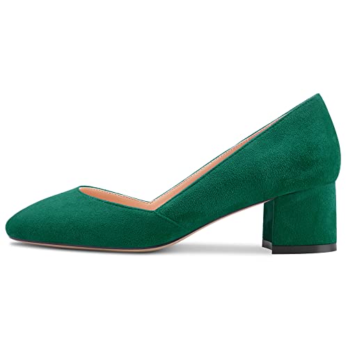 HEUIVZAR Pumps for Women Slip-on Round Toe Block Chunky Mid Low Heel Suede Shopping Vacation Classic 2 Inch2