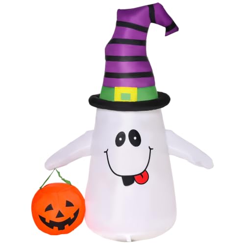 Image of HOMCOM 1.2m Witch Ghost Halloween Inflatable Decoration w/LED Lights Fan