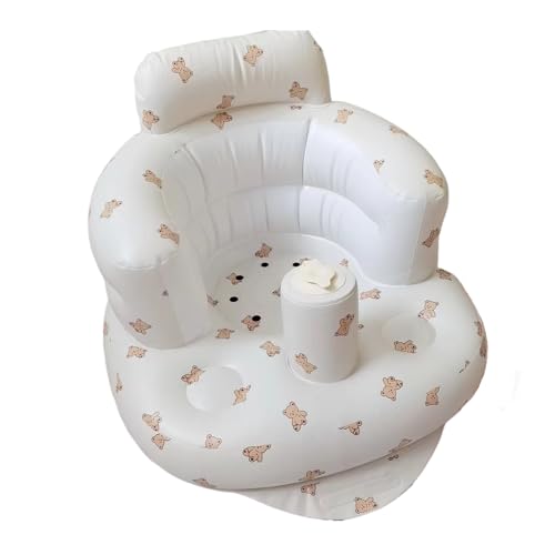 Image of Inflatable Baby Seat, Baby Floor Seats for Babies 3-36 Months, Sit Up Chair with Built-in Air Pump, Portable Infants Back Support Seater, Sit Me Up Seat for Home, Travel (Cookie Bear, M)