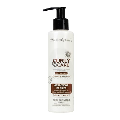 Thader Pharma Curly Care Activador de Rizos sin aclarado con aceites de Coco y Lino, Proteínas Vegetales y Provitamina B5, 200 ml